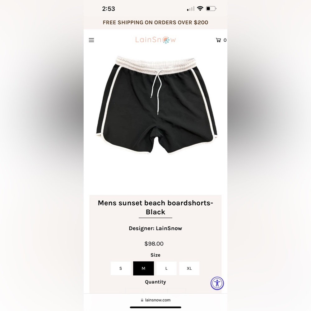 Lani Snow black board shorts
